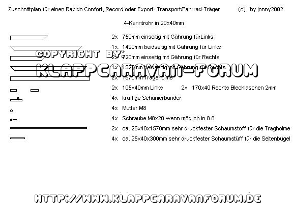 Lasten- bzw. Fahrradträger für einen RAPIDO RECORD