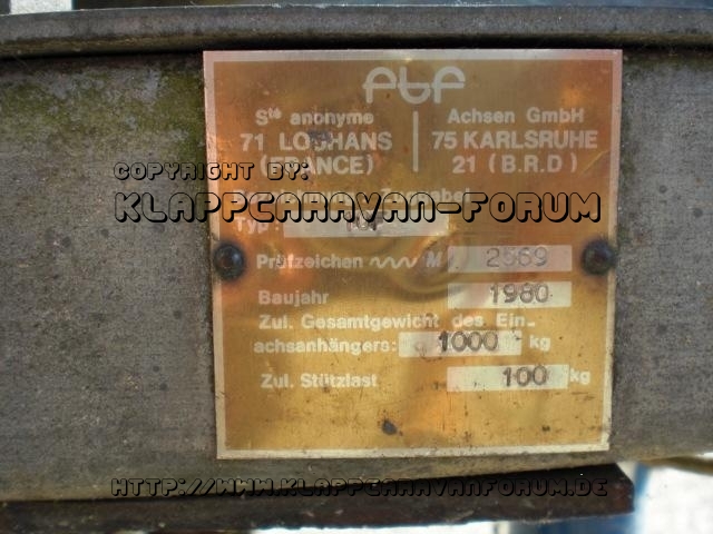 Typenschild Deichsel