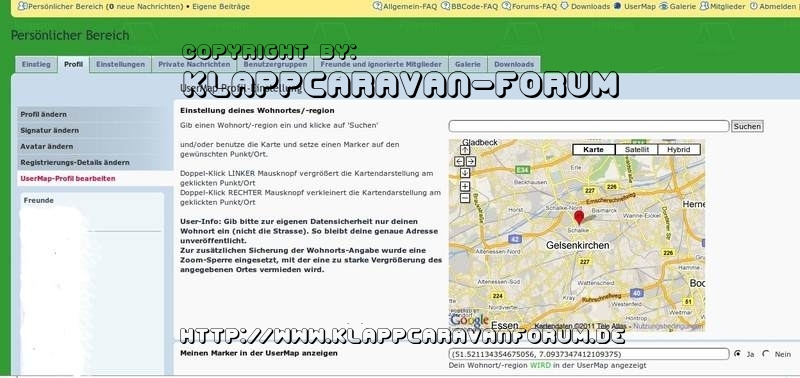 User-Map-Einstellungen